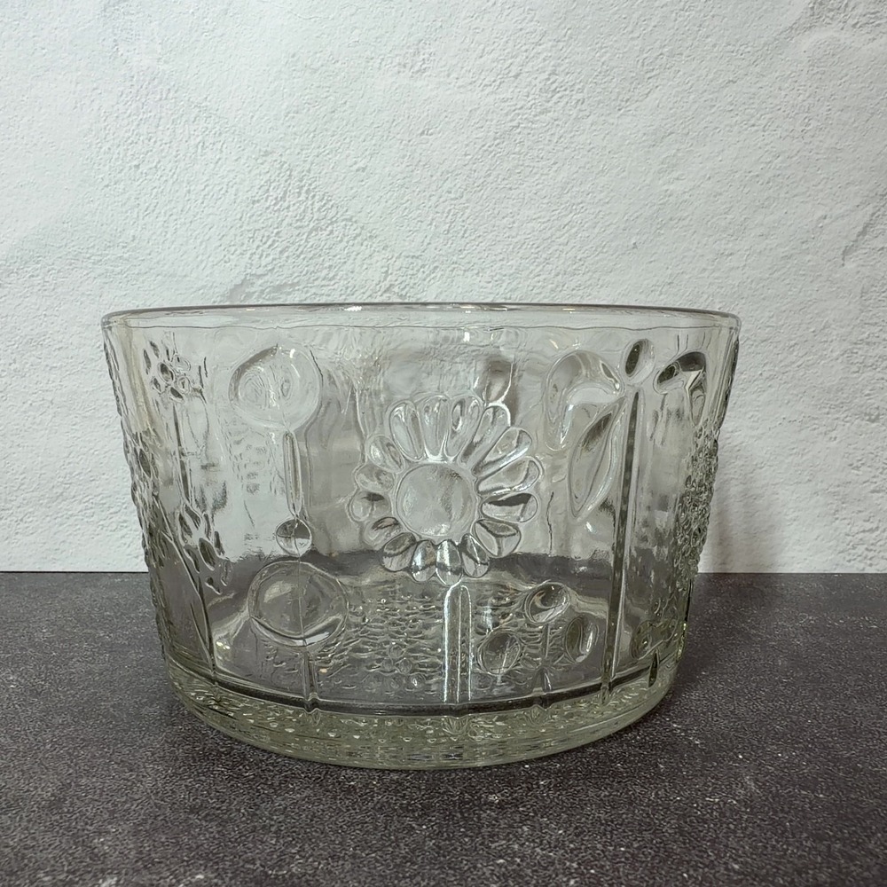 Iittala Finland Flora Clear Glass Bowl Oiva Toikka Floral Design Scandinavian